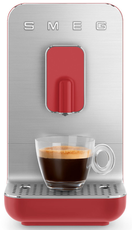 Machine à expresso Smeg BCC01RDMEU, entièrement automatique, broyeur intégré, 19 bar, réservoir 1,4 L, rouge