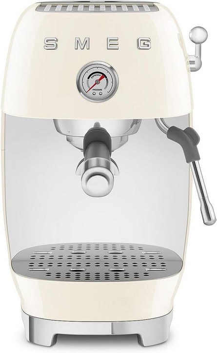 Machine à café expresso Smeg ECF03CREU, semi-automatique, café moulu, pression 15 bar, réservoir 1,4 L, 1480 W, crème