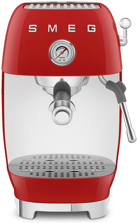 Machine à expresso Smeg ECF03RDEU semi-automatique, réservoir 1,4 L, pression 15 bar, café moulu, rouge