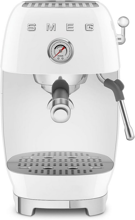 Machine expresso Smeg ECF03WHEU blanche, semi-automatique, 15 bar, réservoir 1,4 L, café moulu, 1480 W