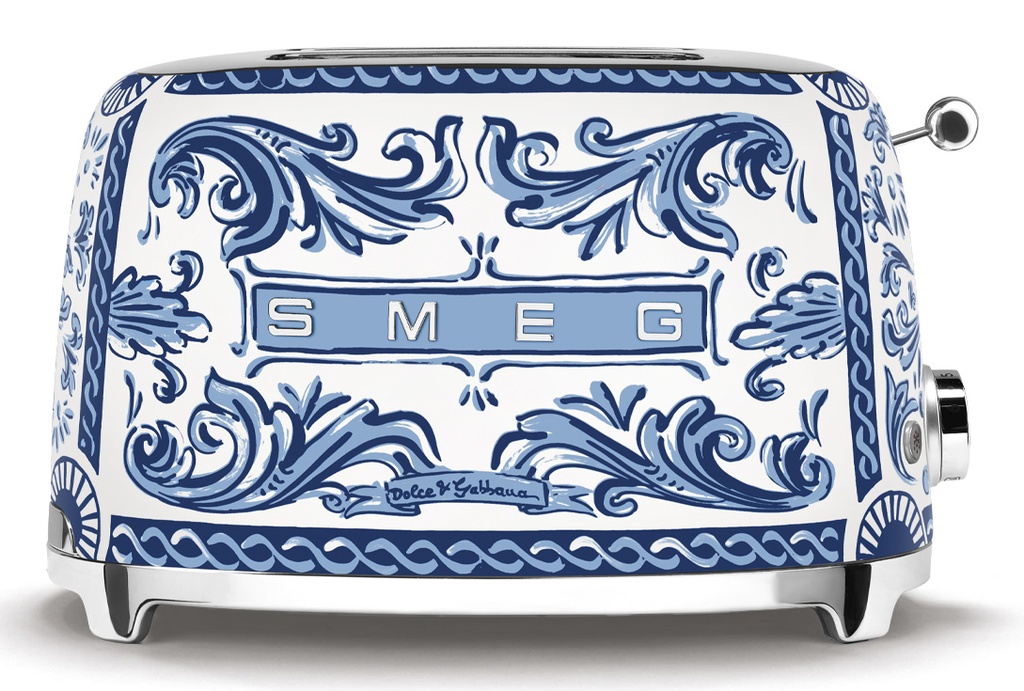 Grille-pain Smeg TSF01DGBEU Dolce & Gabbana, 2 fentes, 6 niveaux de brunissement, 950 W, inox Blu Mediterraneo