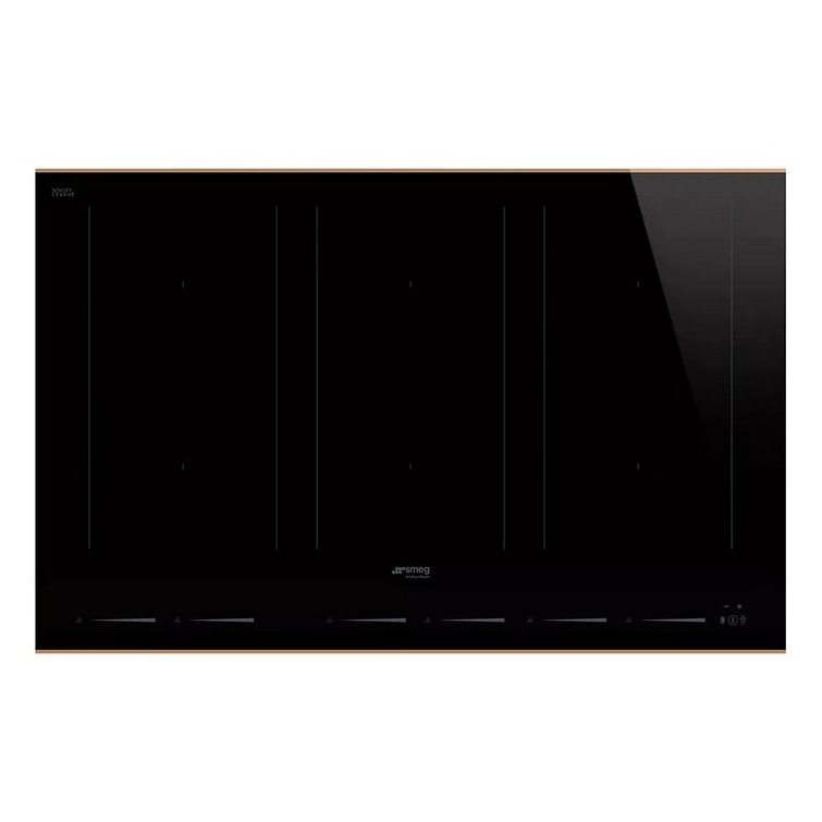 Plaque induction SMEG SIM6864R, 80 cm, 6 foyers, 3 zones multizone, 7400 W, finition Cuivre