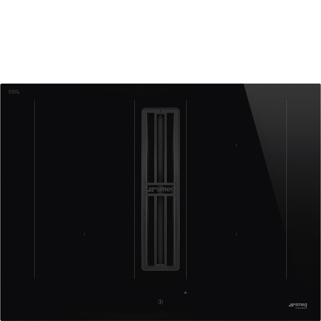 Table induction avec hotte intégrée Smeg HOBD472D2, 70 cm, 4 foyers, 2 zones flexibles, commandes tactiles EvoSlider