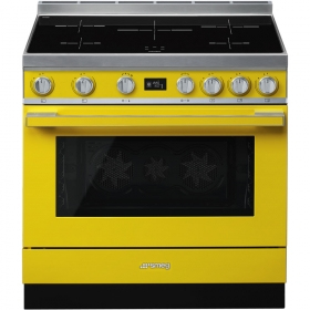 Piano de cuisson induction Smeg CPF9IPYW, jaune, 5 zones, four électrique 115 L, 10 fonctions, écran TFT