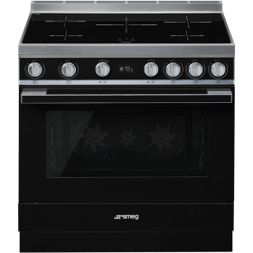 Piano de cuisson Smeg CPF9IPBL, induction 5 zones, four électrique 115 L, écran TFT, programmateur numérique