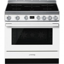 Piano de cuisson Smeg CPF9IPWH, plaque induction 5 zones, four électrique 115 L, 10 fonctions, blanc