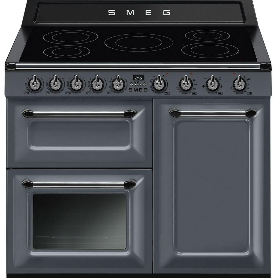 Piano de cuisson Smeg TR103IGR2, induction 5 foyers, deux fours dont 61 L, nettoyage Vapor Clean