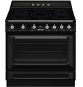 Piano de cuisson Smeg TR90IPBL noir, 5 zones induction, four électrique 115 L, 9 fonctions, grill