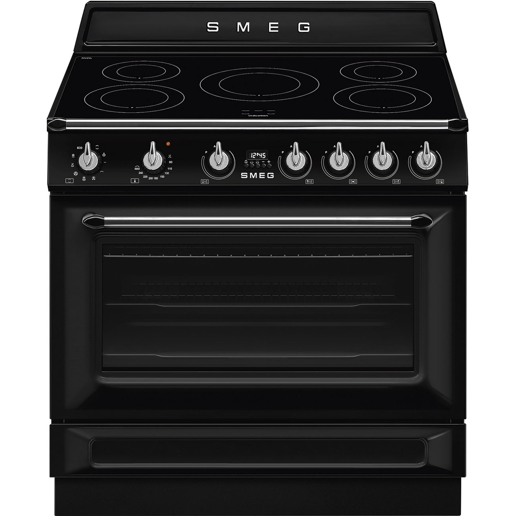 Cuisinière Smeg Victoria TR90IMBL, plaque induction 5 zones, four électrique 115 L, 9 fonctions, porte froide