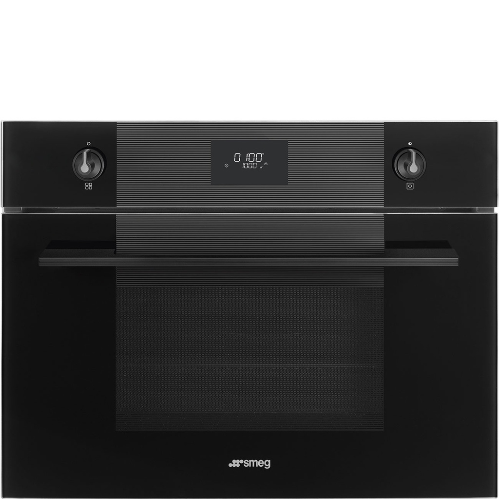 Micro-ondes combiné Smeg SO4101M1B3 Linea noir, 40 L, 3100 W, convection, grill, autonettoyant, sécurité enfant