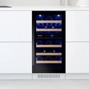 Cave à vin PANDO PVMB 40-28CRL 010724, 28 bouteilles, 75 litres, 2 sections de froid, verre noir