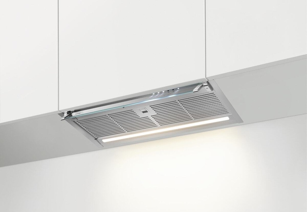 Hotte encastrée AEG GDE686HM, 600 mm, acier inoxydable, 445 m³/h, éclairage LED, classe A
