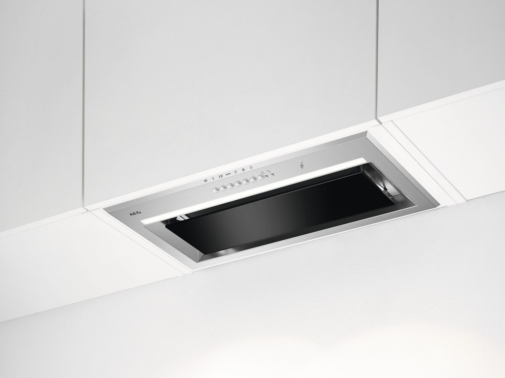 Hotte intégrée AEG GDG966AL noire et acier inoxydable, 3 vitesses, éclairage LED, classe énergétique A++