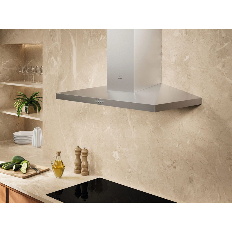 Hotte décorative Electrolux LFC519X murale, acier inoxydable, 600 m³/h, conduit ou recirculation, éclairage LED