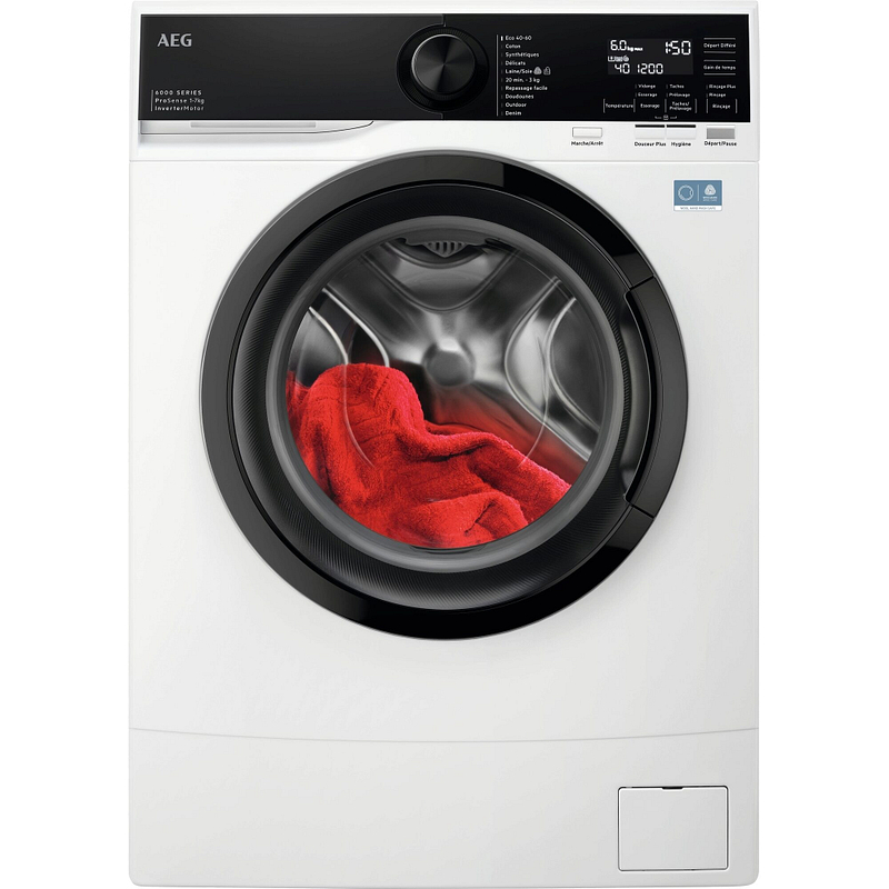 Lave-linge AEG LSR6E7474EA hublot 7 kg, moteur Inverter +, tambour inox, classe A, Woolmark® Blue