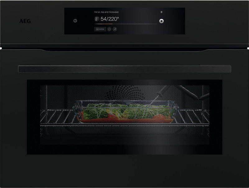 Four encastrable AEG TK9NK82XDT, émail lisse, micro-ondes 1000 W, fermeture SoftMotion, niche 45 cm