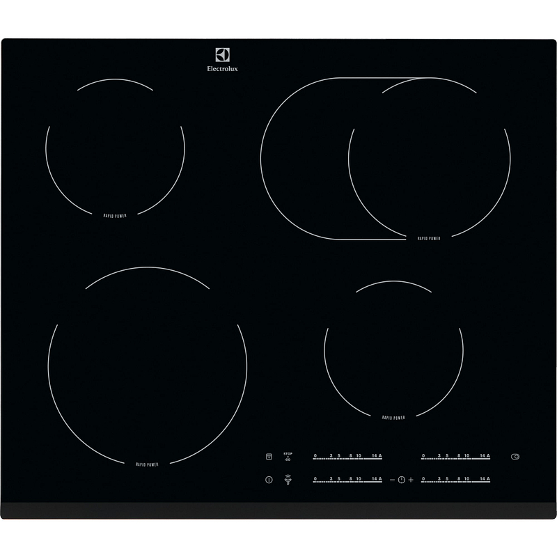 Plaque vitrocéramique Electrolux EHF65451FK, 4 foyers, commandes tactiles, sécurité enfants, minuteur