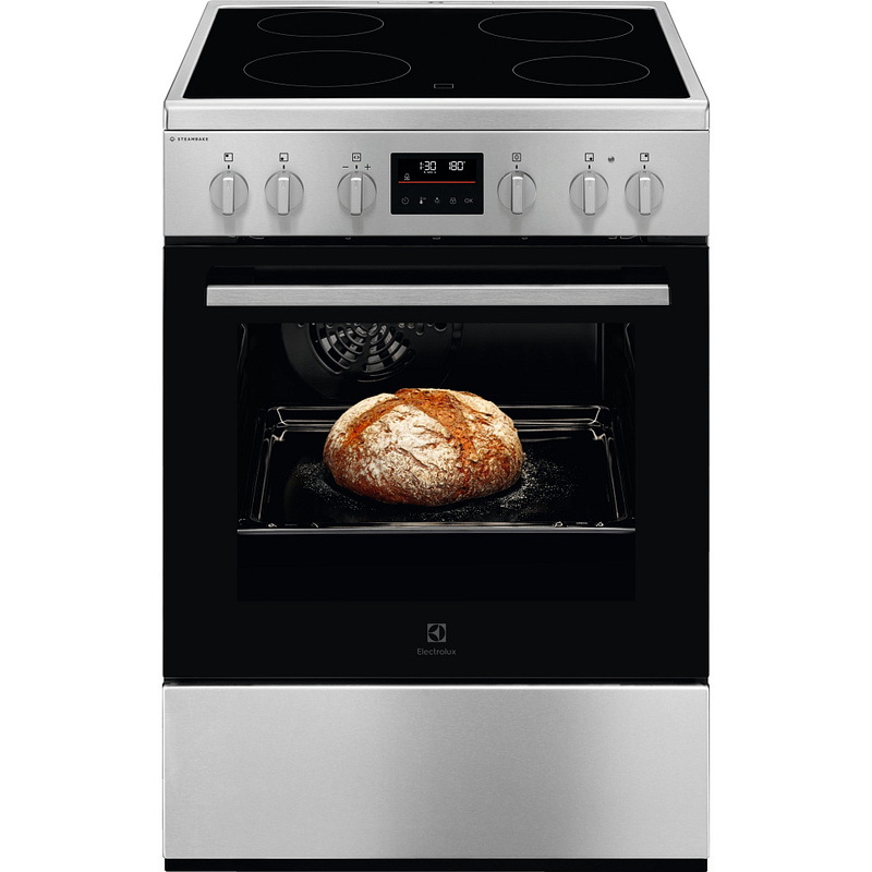Cuisinière vitrocéramique Electrolux EKR664900X, 4 foyers, four 54 L chaleur tournante, pyrolyse, SteamBake