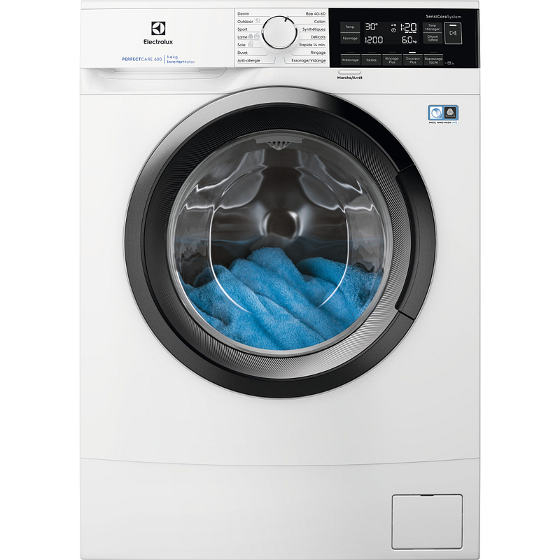 Lave-linge hublot Electrolux EW6S3626BM, 6 kg, pose libre, Slim, essorage 1151 t/min, moteur Inverter +