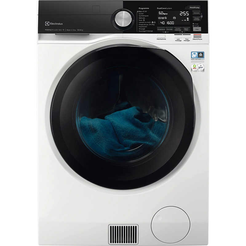 Lave-linge séchant Electrolux EW9W1166RA, 10 kg lavage, 6 kg séchage, pompe à chaleur, SensiCare+, classe A