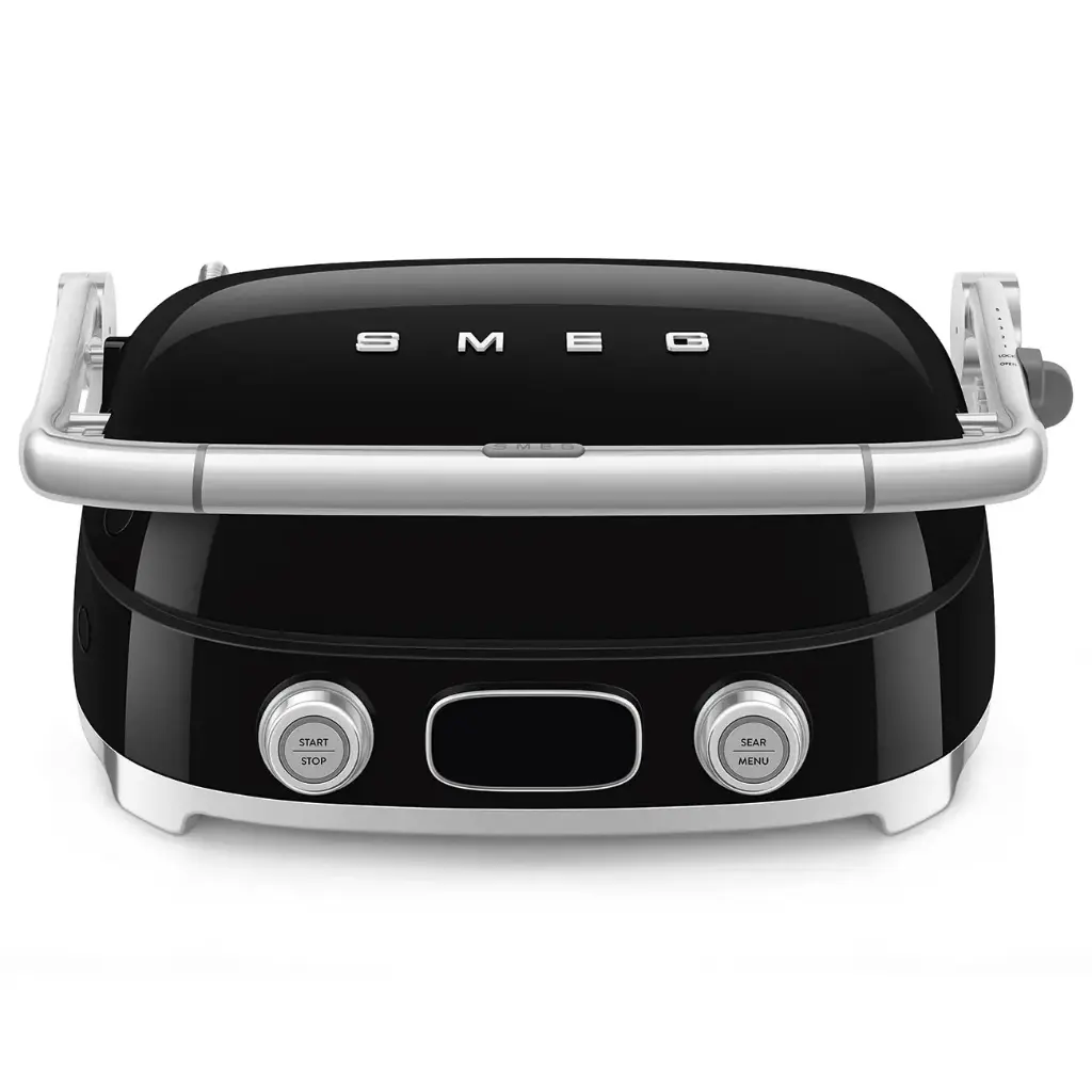 Gril multifonction Smeg MGF01BLEU, 1680 W, 3 programmes de cuisson, revêtement anti-adhésif, écran LCD
