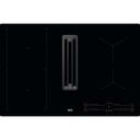 Plaque aspirante induction AEG CCE84543CB, 4 foyers, fonction Bridge, hotte intégrée, commandes tactiles