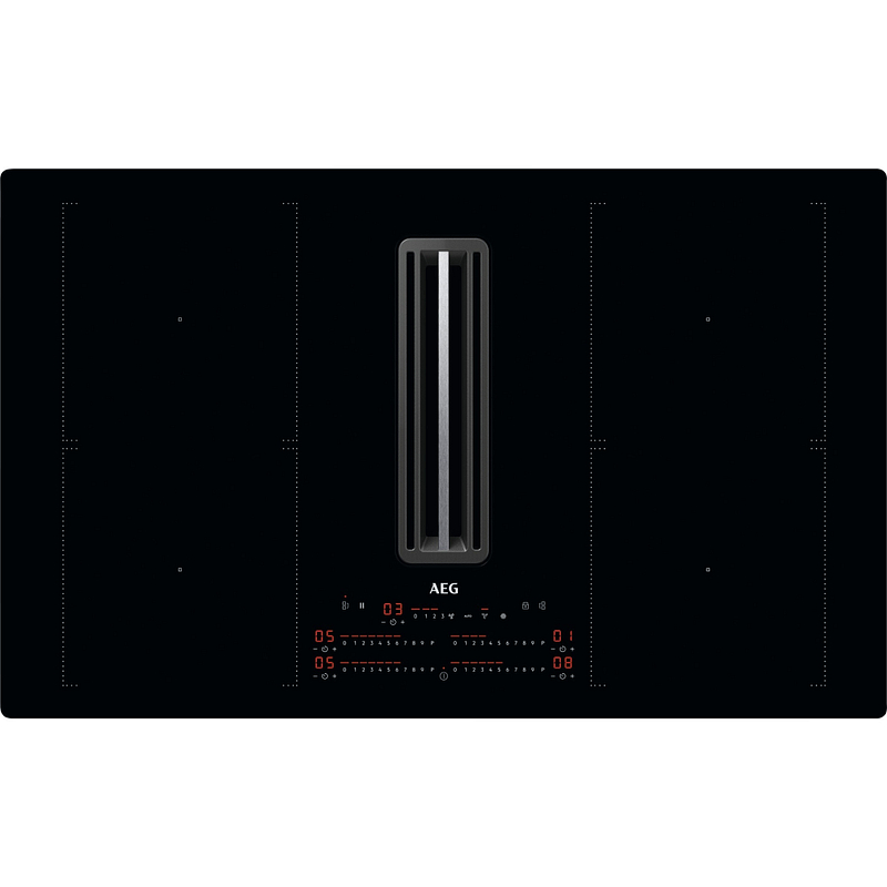 Plaque à induction avec hotte intégrée AEG CCE84751CB, 83 cm, 4 zones, commandes tactiles, recirculation