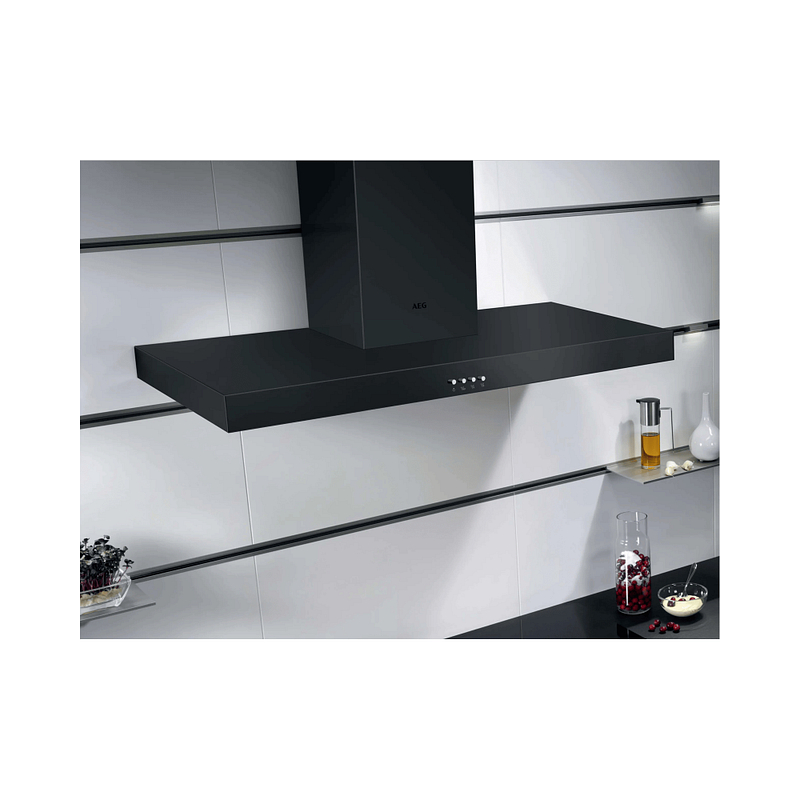Hotte décorative murale AEG DBE5951B, 3 vitesses, débit 640 m3/h, éclairage LED, clapet anti-retour fourni