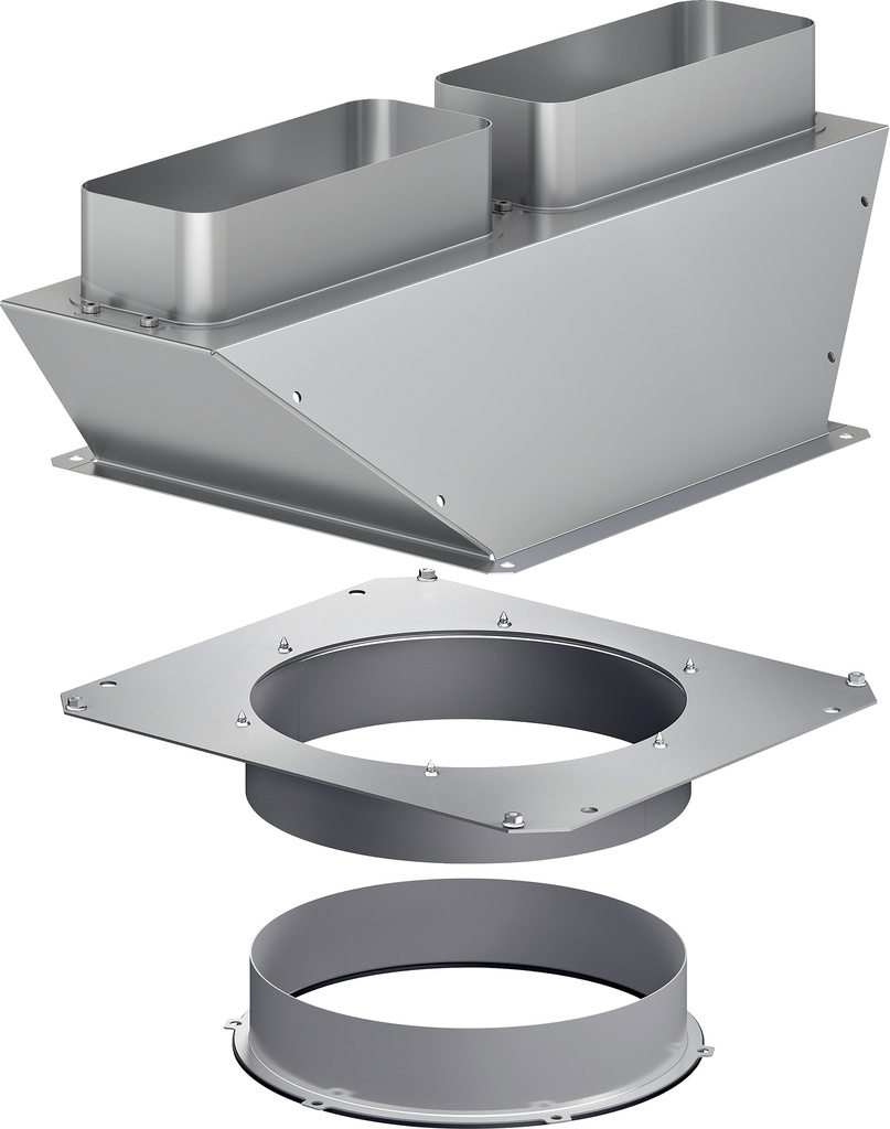 Adaptateur de conduit Gaggenau AD704050, entrée gaine plate 150 mm, sortie tuyau rond 200 mm