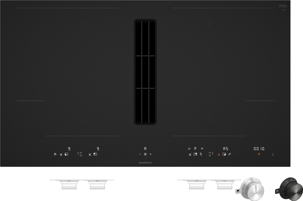 Table de cuisson Gaggenau CV492105M, induction flex, ventilation intégrée, 2 zones, classe A