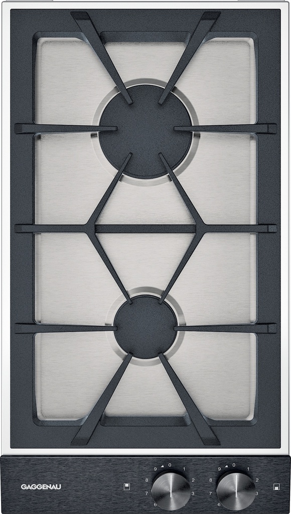 Plaque gaz Vario Domino Gaggenau VG232120F, 2 brûleurs, grille en fonte, allumage électronique