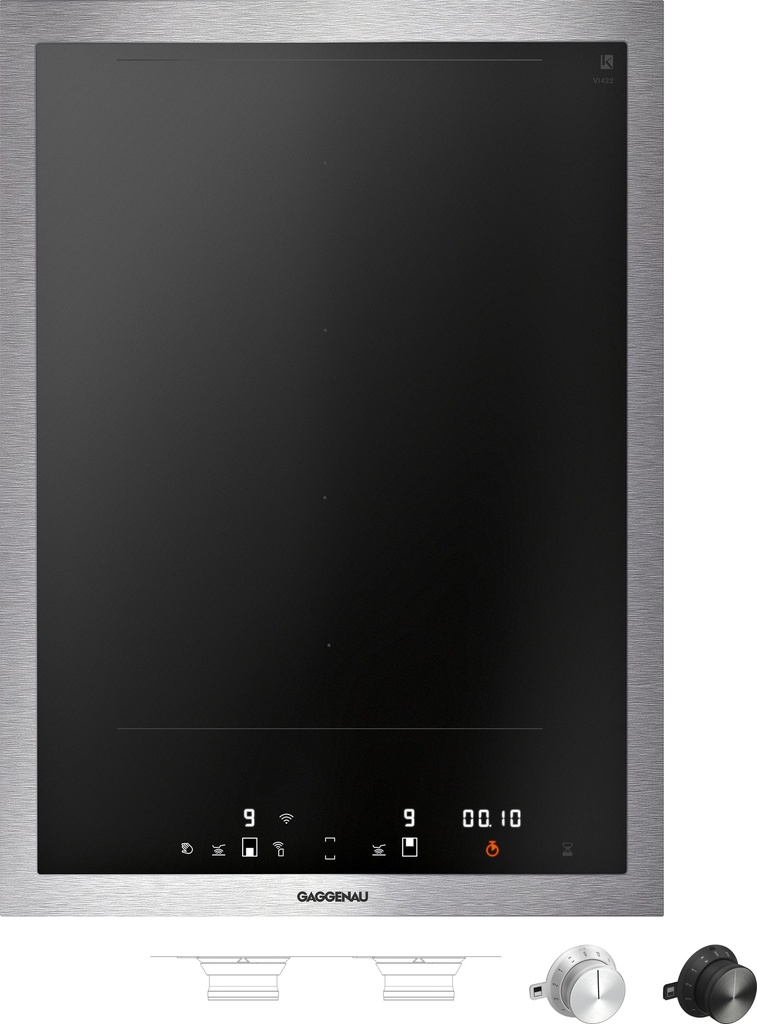 Table de cuisson Vario Flex induction Gaggenau VI422115, 2 zones Flex Induction, cadre inox massif de 3 mm