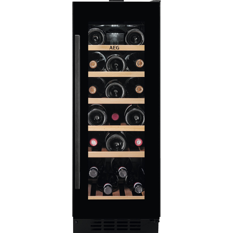 Cave à vin AEG AWS4020B5B encastrable, 58 L, 1 zone de température, 6 clayettes, porte réversible