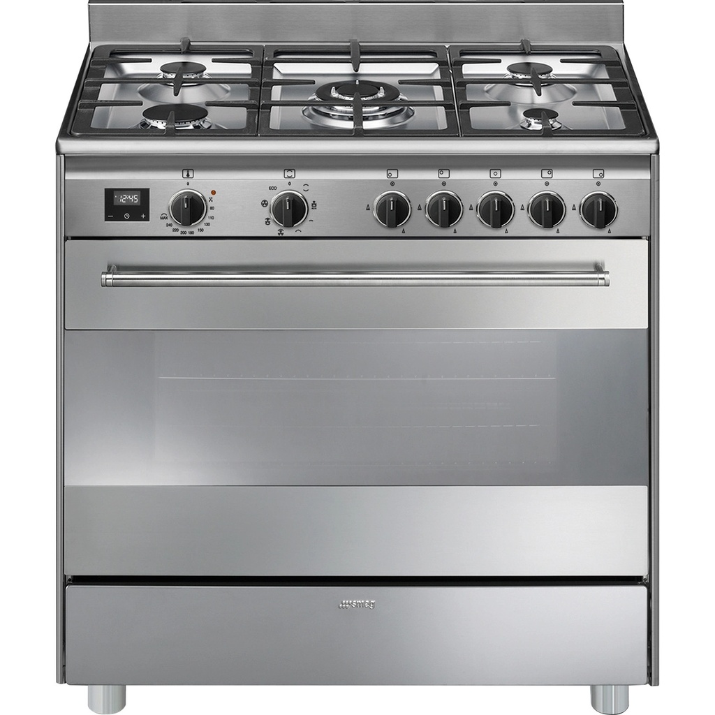 Piano de cuisson Smeg BG91CTX2, 5 foyers gaz, four électrique 115 L, classe A, inox