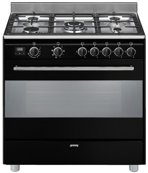 Piano de cuisson Smeg BG91N2, 5 feux gaz, four électrique 115 L autonettoyant à la vapeur, classe A
