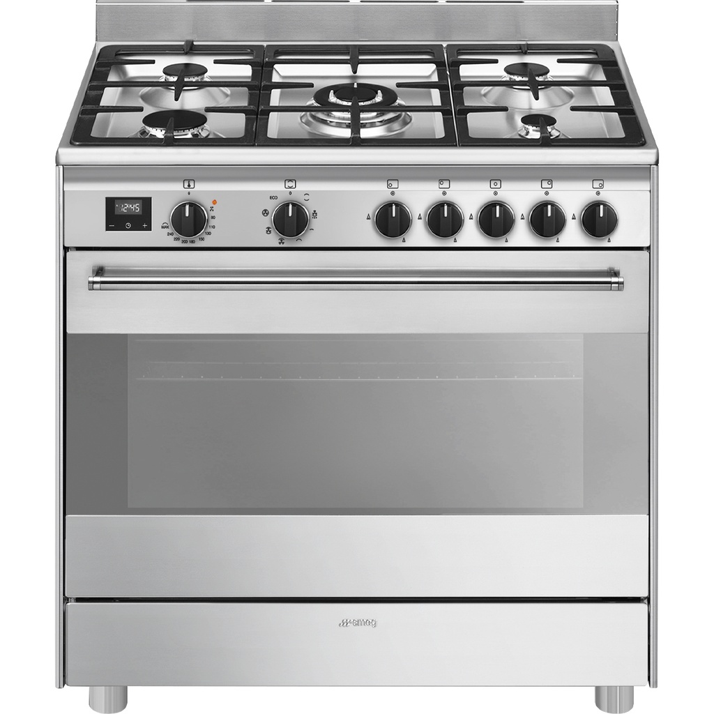 Piano de cuisson Smeg BG91X2, 5 brûleurs gaz, four électrique 115 L, programmateur, grill