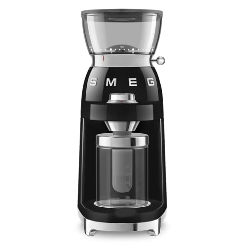 Moulin à café Smeg CGF03BLEU, meule conique en acier inoxydable, 15 réglages de mouture, réservoir 240 g, 150 W