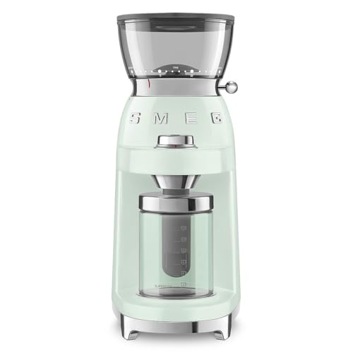 Moulin à café Smeg CGF03PGEU vert pastel, 150 W, meule conique, 15 réglages de mouture, réservoir 240 g