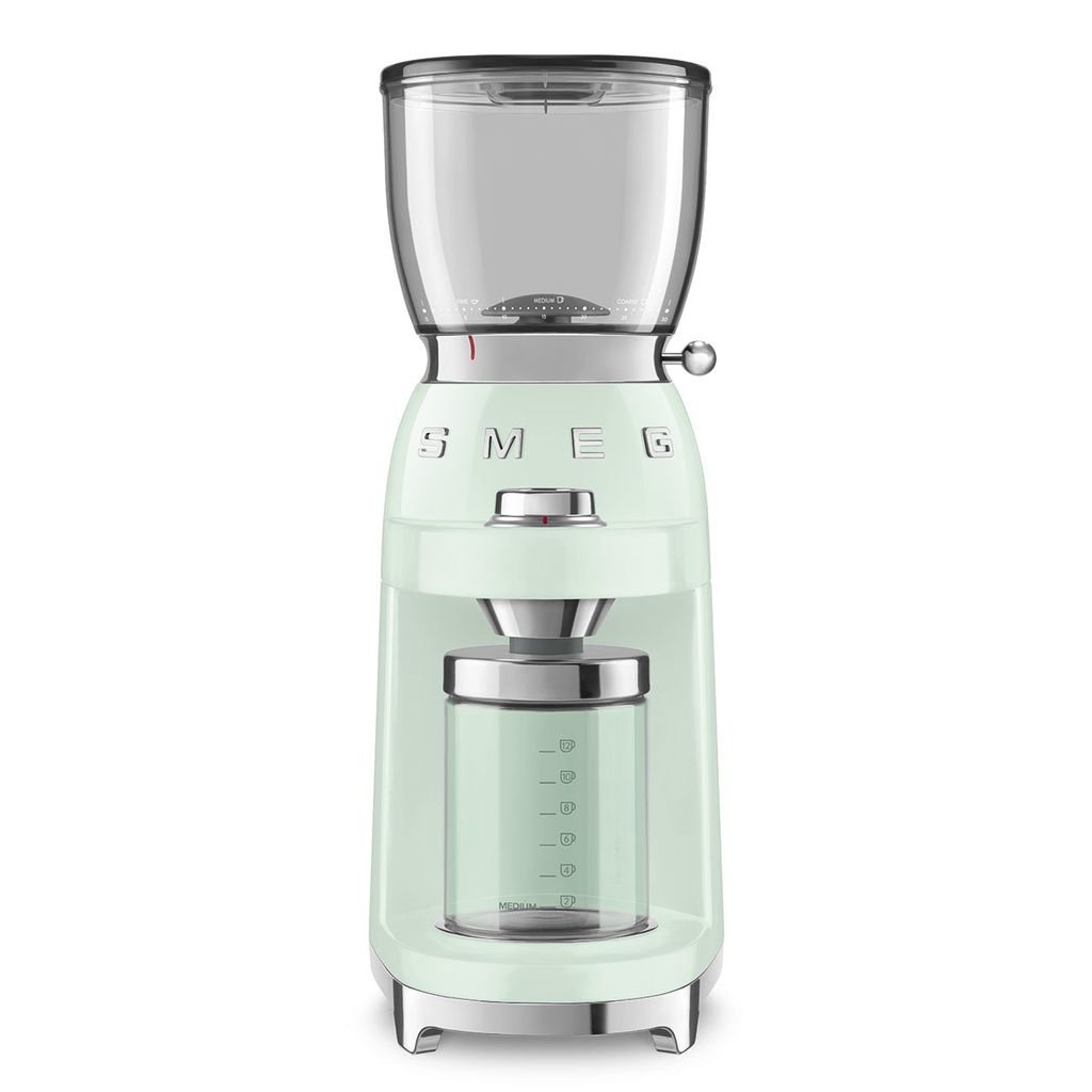 Moulin à café Smeg CGF11PGEU, meule conique en acier inoxydable, 30 réglages de mouture, réservoir 350 g
