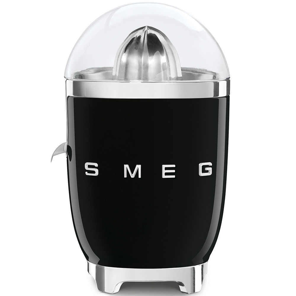 Presse-agrume électrique Smeg CJF11BLEU noir, 70 W, cône en acier inoxydable, bec anti-goutte, base antidérapante