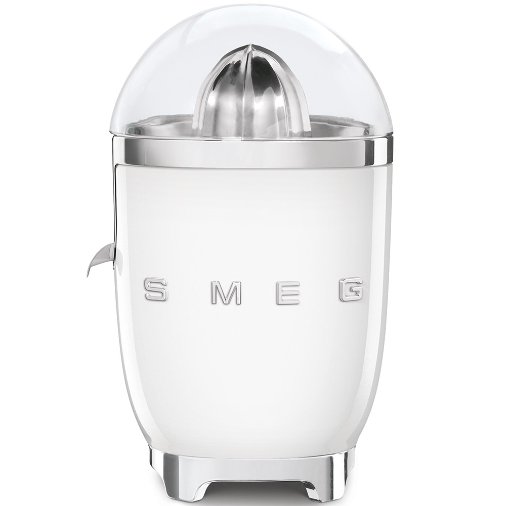 Presse-agrumes Smeg CJF11WHEU blanc, 70 W, cône en acier inoxydable, bec anti-goutte, base antidérapante