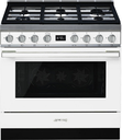Piano de cuisson Smeg CPF9GPWH blanc, 6 brûleurs gaz, four électrique pyrolyse 115 L, 10 fonctions, 900 mm