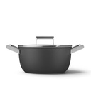 Faitout SMEG CSF2412BLM 24 cm, 5,4 l, aluminium forgé, revêtement céramique sans PFAS, noir mat