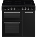 Piano de cuisson Smeg CX93IMBL, plaque induction 4 zones, fonction pont, trois fours