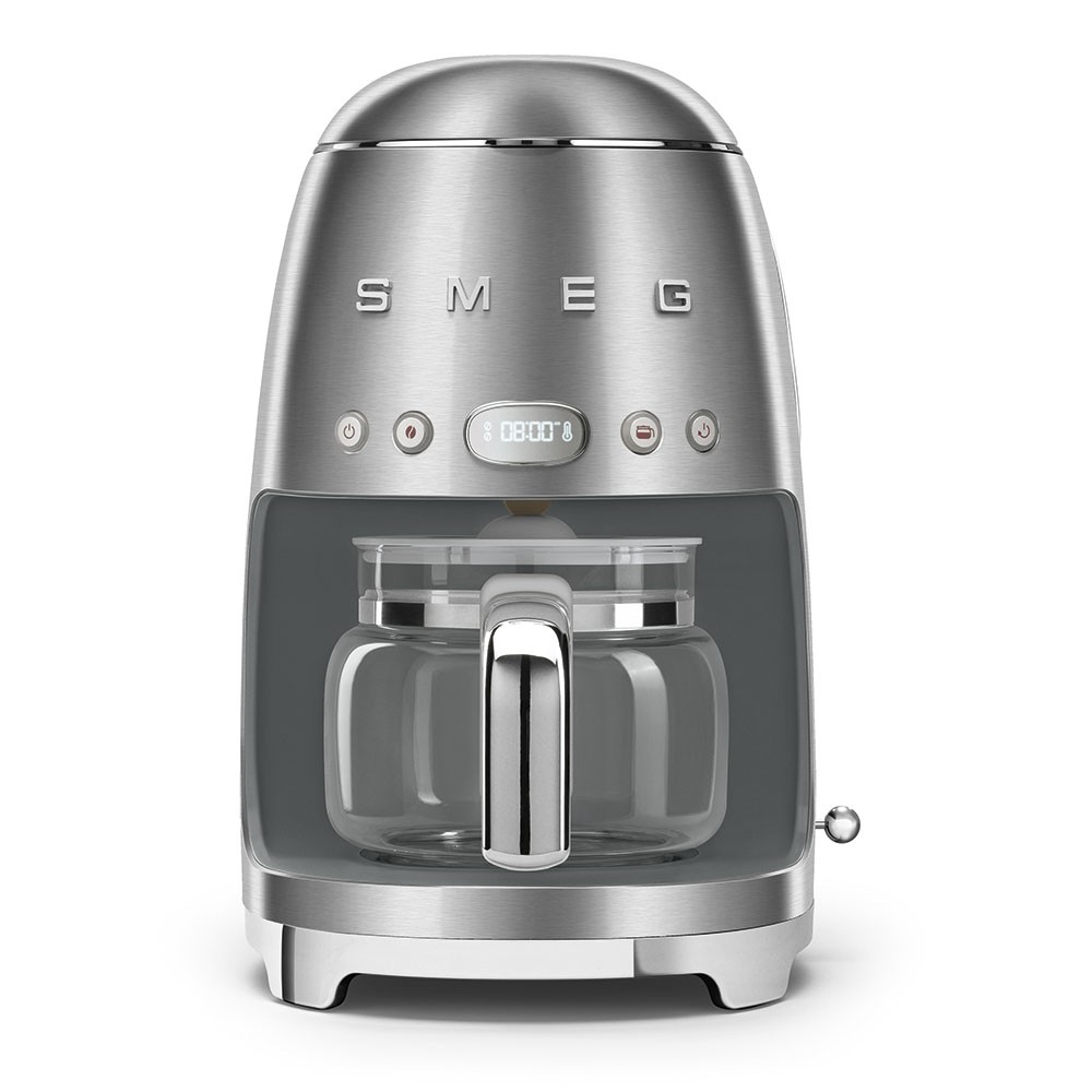 Cafetière filtre Smeg DCF02SSEU programmable, 10 tasses, réservoir 1,4 L, carafe verre, acier inoxydable