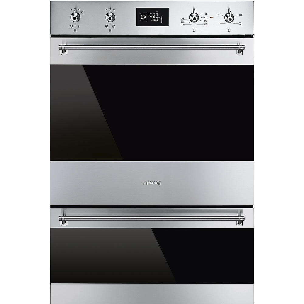 Four double Smeg DOSP6390X 105 L, pyrolyse, porte froide, chaleur tournante, classe énergétique A