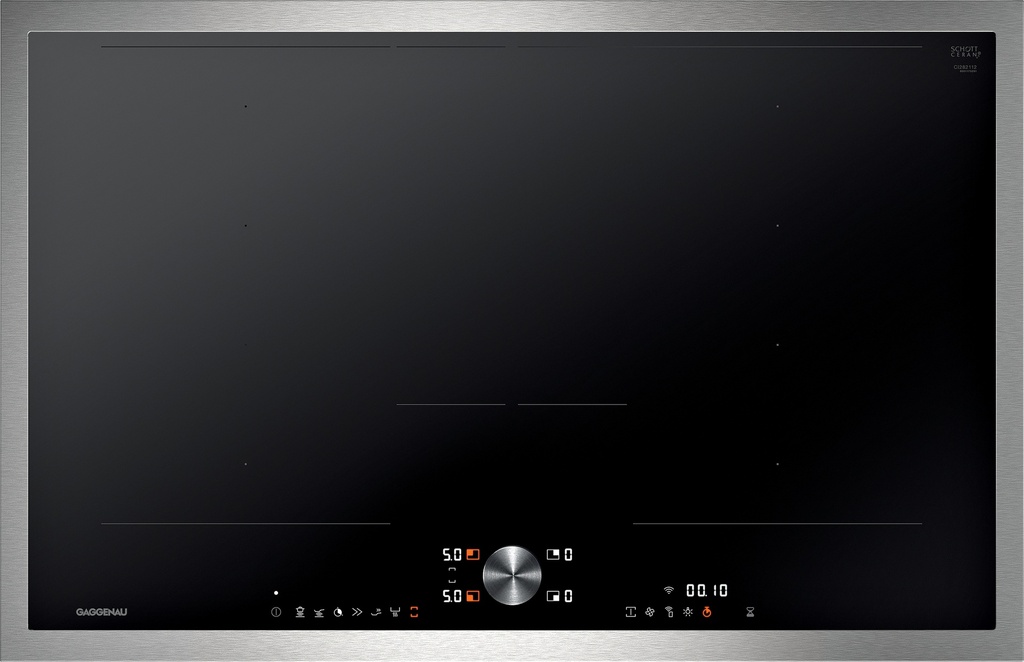 Table de cuisson Gaggenau CI282112, induction 80 cm, 4 zones, fonction Flex, Frying-Sensor, encadrement inox
