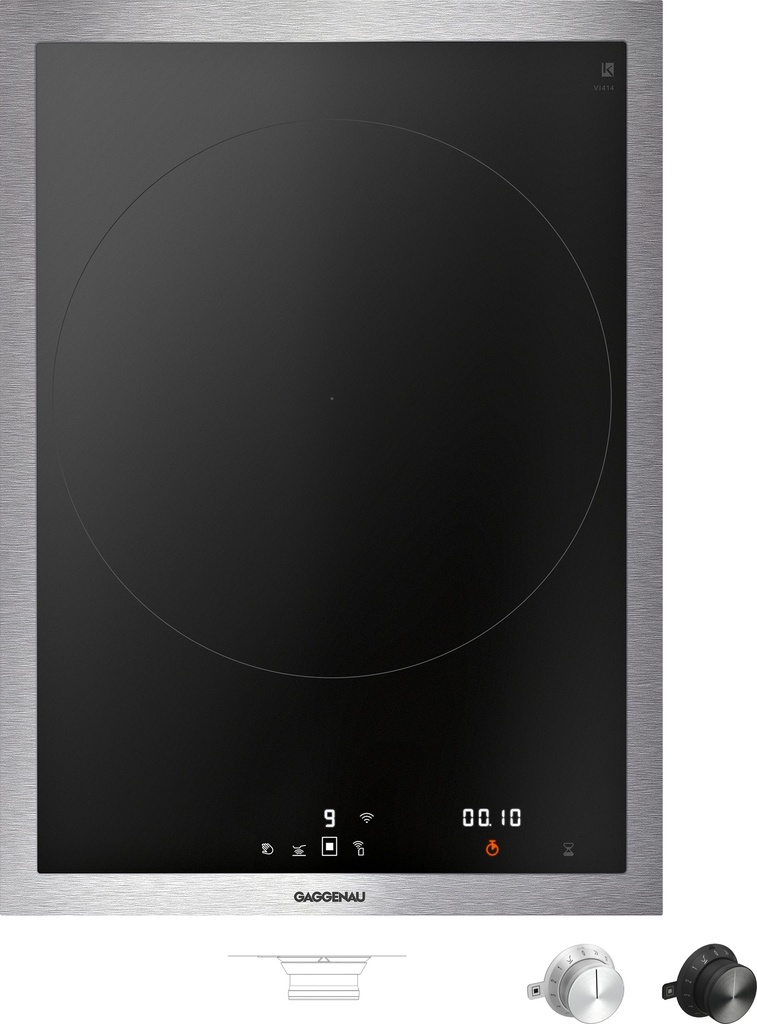 Vario wok induction Gaggenau VI414115, 2 zones de cuisson, 3.7 kW, 38 cm d'encastrement, câble 1.50 m