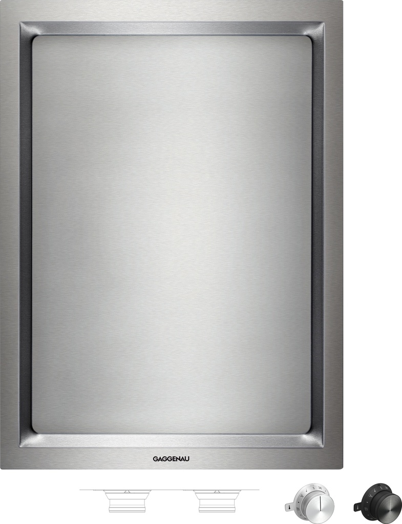 Teppan Yaki Gaggenau VP414115, acier chromé, 2 zones de 1500 W, régulation électronique, 240 °C maximum