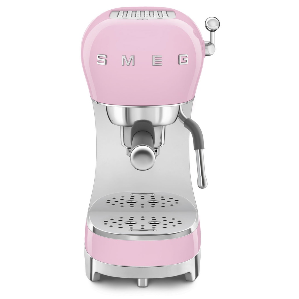 Machine à expresso Smeg ECF02PKEU, café moulu, pression 15 bar, mousseur à lait, 2 tasses, rose